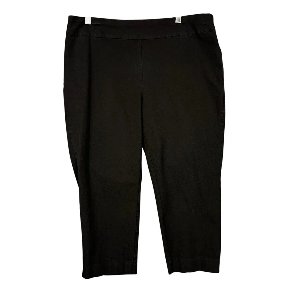 Chicos So Slimming Crop Pants 3 Womens 16 Black Pull On Stretch Tummy Control